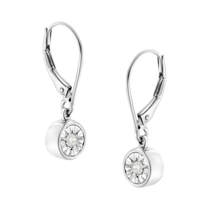 .925 Sterling Silver 1/10 Ct Bezel-Set Round-Cut Diamond Accent Dangle Earring