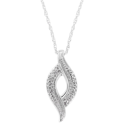 .925 Sterling Silver 1/25 Ctw Round Cut Diamond Fashion Pendant Necklace