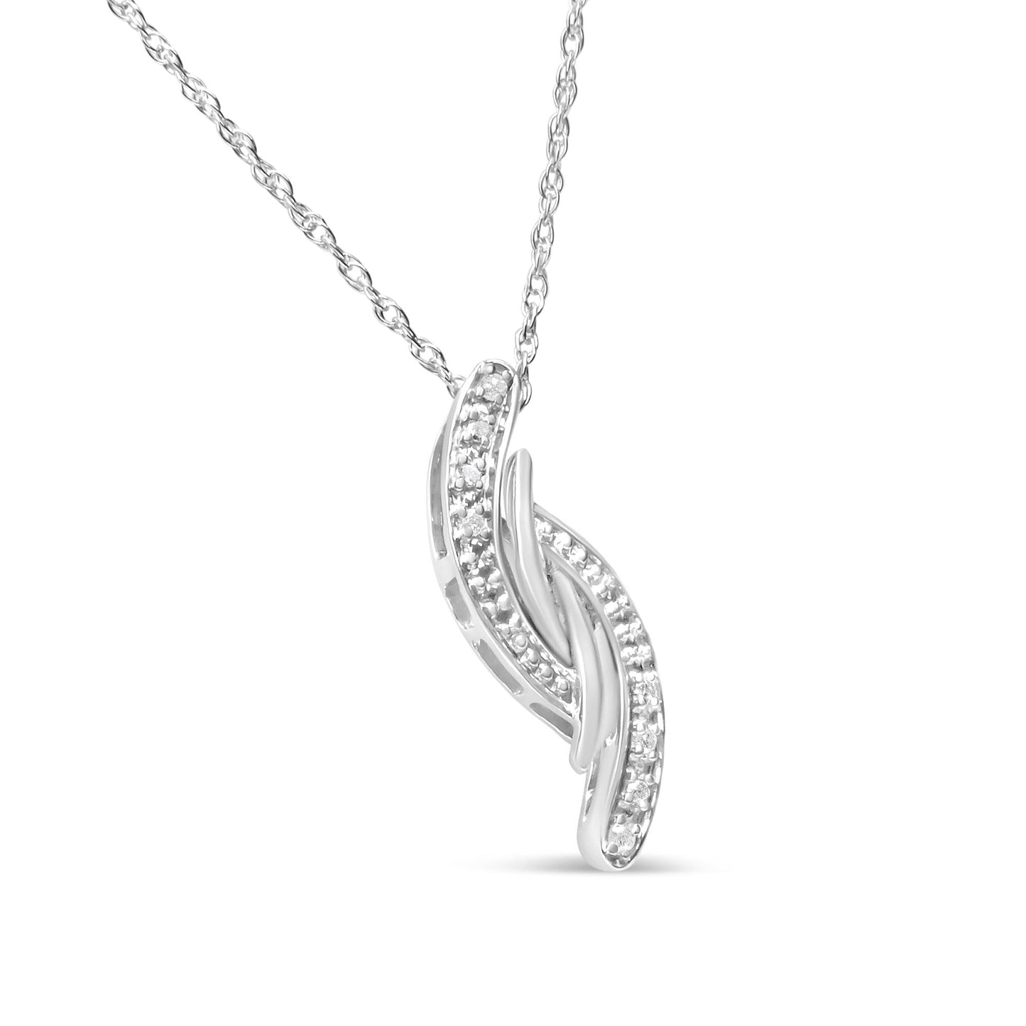 .925 Sterling Silver Diamond Accent Bypass Curve 18" Pendant Necklace