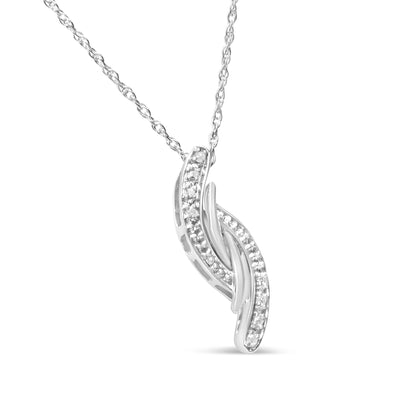 .925 Sterling Silver Diamond Accent Bypass Curve 18" Pendant Necklace